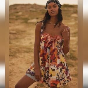 NWT Anthropologie Maeve Bustier Italian Print Mini Dress